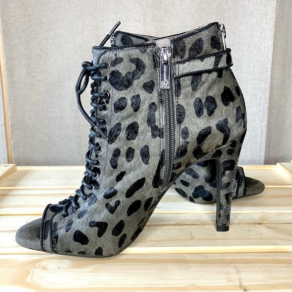 Jessica Simpson Women’s Heels Open Toe Y2K Leopard Print Booties Size 7 - Picture 5 of 8